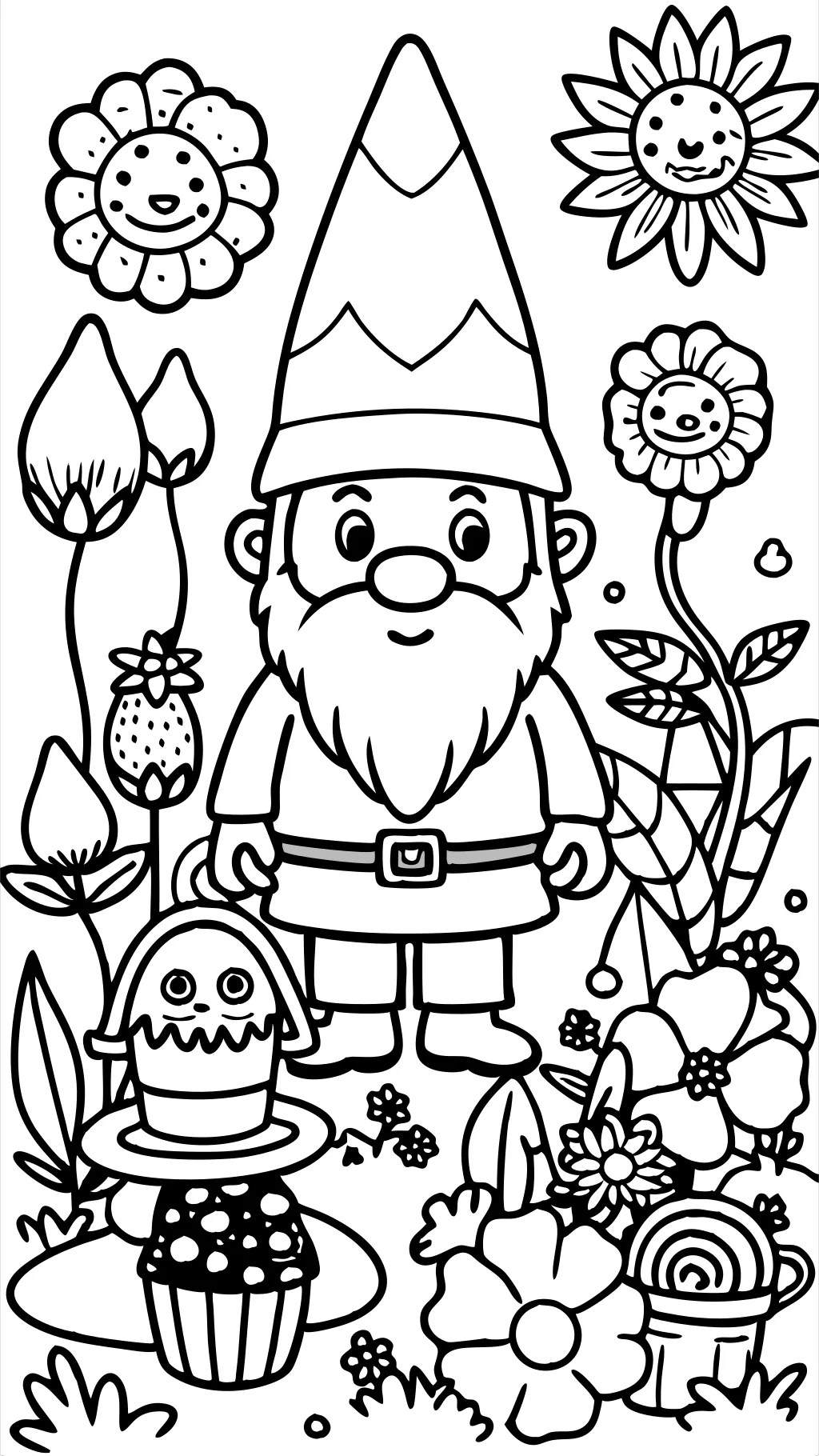 Páginas para colorear gnome de jardín